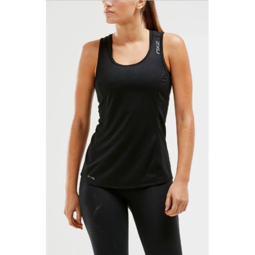 2XU Women's XVENT‎ Sleeveless Tank Black T-Back Reflective Size XS $40